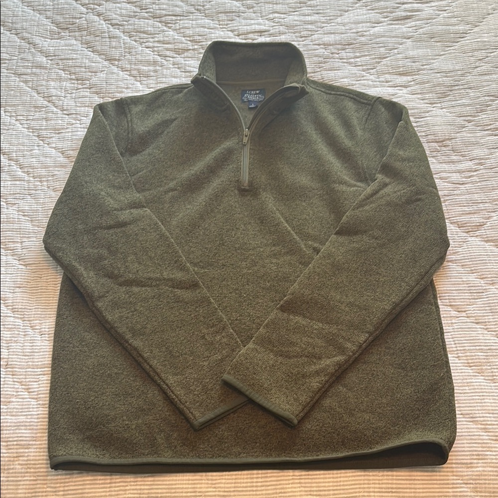 J. Crew Men's Olive Quarter-Zip Sweater fleece